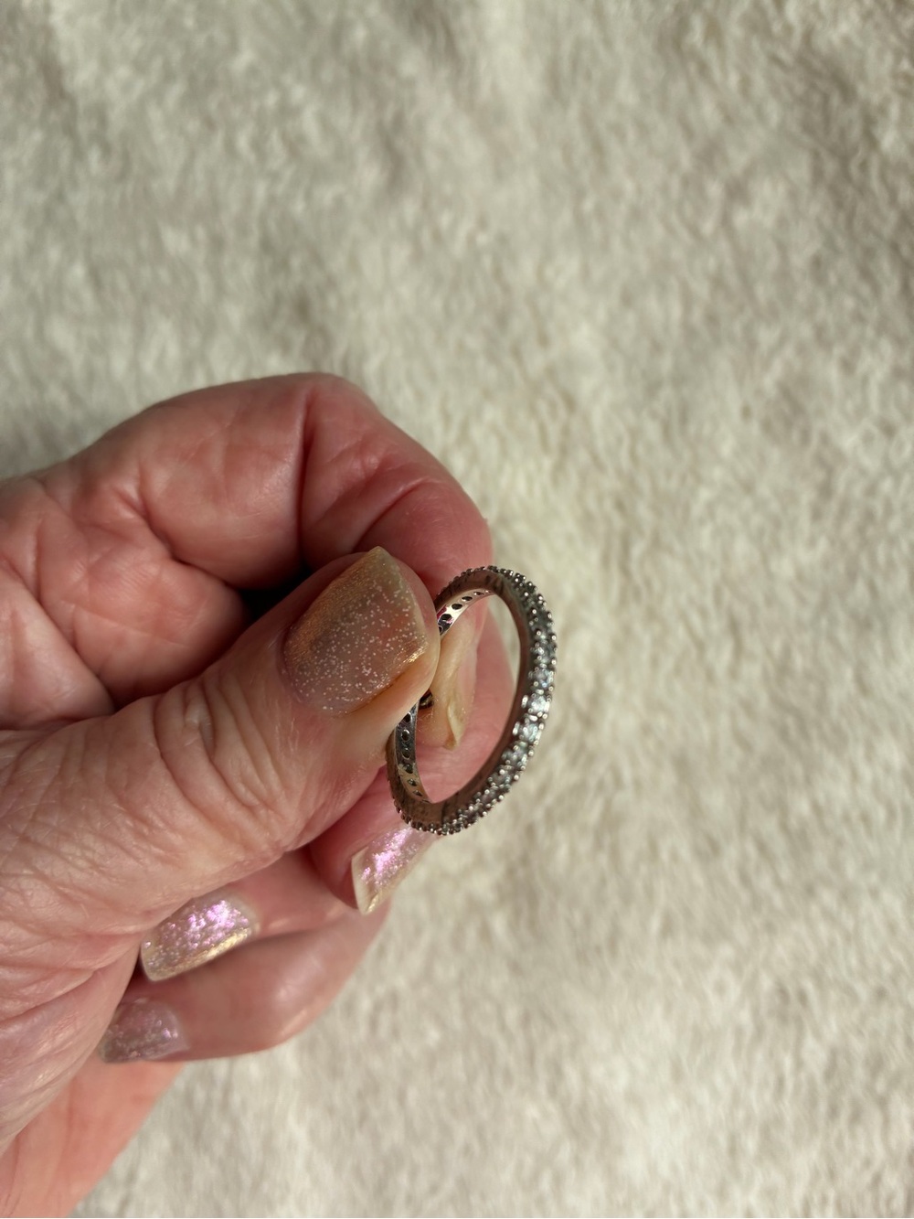 Silver Crystal Pave Eternity Ring - Silver
